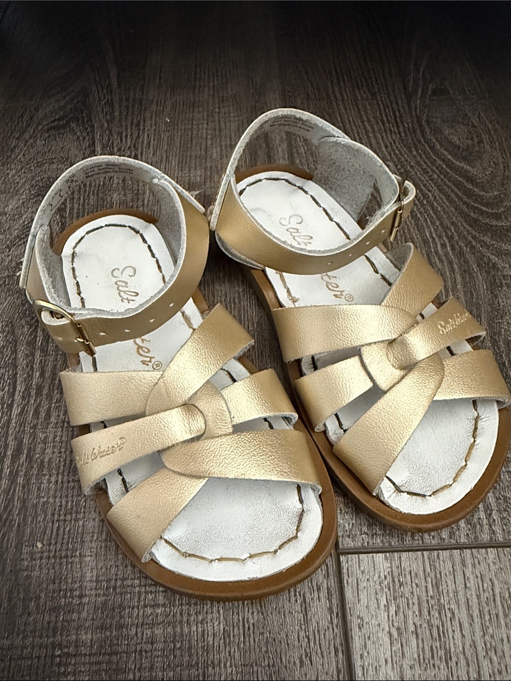 Salt Water Gold Strappy Sandals 8